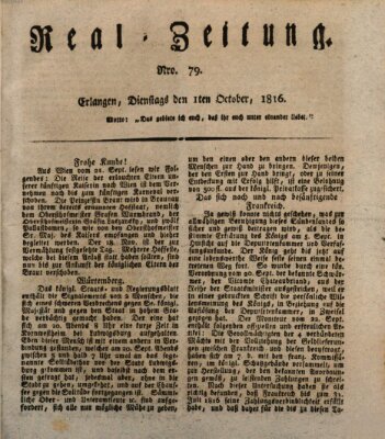 Erlanger Real-Zeitung Dienstag 1. Oktober 1816