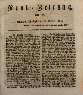 Erlanger Real-Zeitung Dienstag 22. Oktober 1816