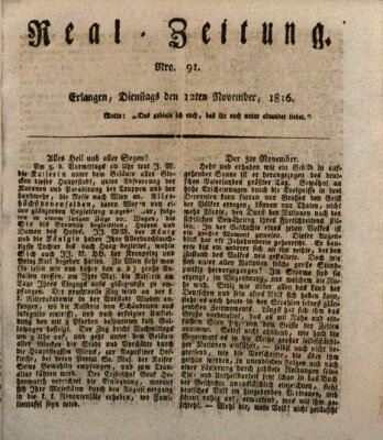 Erlanger Real-Zeitung Dienstag 12. November 1816
