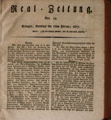 Erlanger Real-Zeitung Dienstag 18. Februar 1817