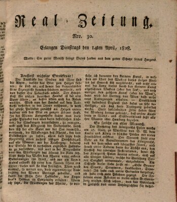 Erlanger Real-Zeitung Dienstag 14. April 1818