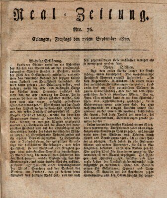 Erlanger Real-Zeitung Freitag 22. September 1820