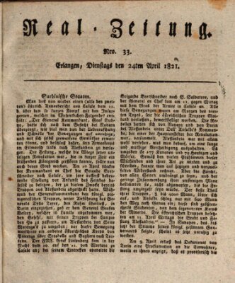 Erlanger Real-Zeitung Dienstag 24. April 1821