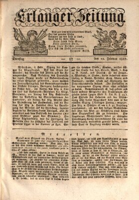 Erlanger Zeitung (Erlanger Real-Zeitung) Dienstag 12. Februar 1822