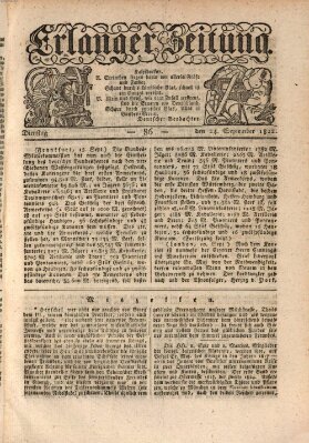Erlanger Zeitung (Erlanger Real-Zeitung) Dienstag 24. September 1822