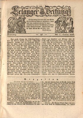 Erlanger Zeitung (Erlanger Real-Zeitung) Donnerstag 17. Oktober 1822