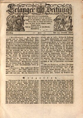 Erlanger Zeitung (Erlanger Real-Zeitung) Dienstag 29. Oktober 1822