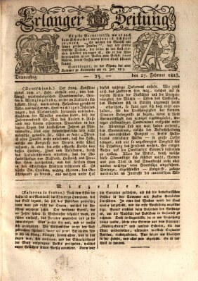 Erlanger Zeitung (Erlanger Real-Zeitung) Donnerstag 27. Februar 1823