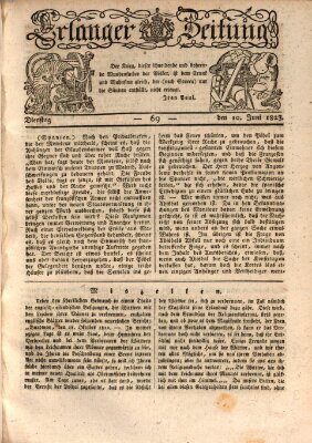 Erlanger Zeitung (Erlanger Real-Zeitung) Dienstag 10. Juni 1823