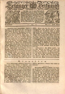 Erlanger Zeitung (Erlanger Real-Zeitung) Samstag 21. Juni 1823