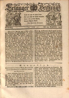 Erlanger Zeitung (Erlanger Real-Zeitung) Donnerstag 25. September 1823