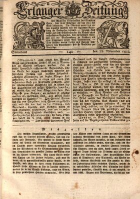 Erlanger Zeitung (Erlanger Real-Zeitung) Samstag 22. November 1823