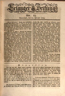 Erlanger Zeitung (Erlanger Real-Zeitung) Samstag 21. Februar 1824