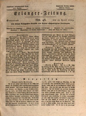 Erlanger Zeitung (Erlanger Real-Zeitung) Samstag 16. April 1825