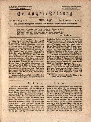 Erlanger Zeitung (Erlanger Real-Zeitung) Donnerstag 1. Dezember 1825