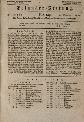 Erlanger Zeitung (Erlanger Real-Zeitung) Dienstag 12. Dezember 1826