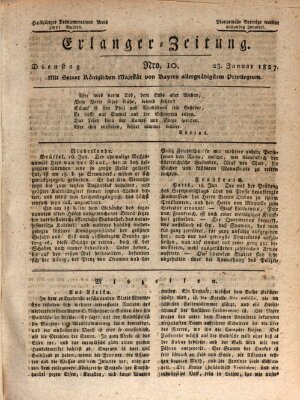 Erlanger Zeitung (Erlanger Real-Zeitung) Dienstag 23. Januar 1827