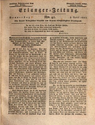 Erlanger Zeitung (Erlanger Real-Zeitung) Donnerstag 5. April 1827