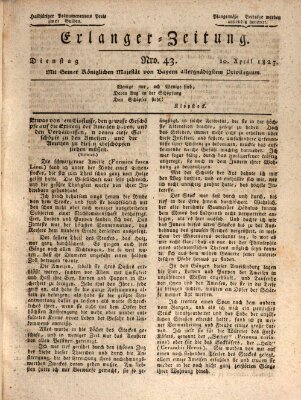 Erlanger Zeitung (Erlanger Real-Zeitung) Dienstag 10. April 1827