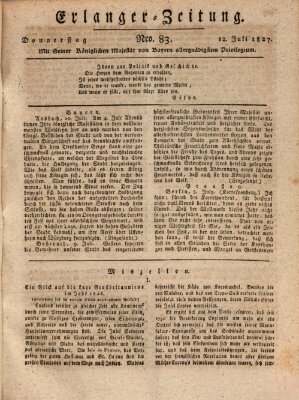 Erlanger Zeitung (Erlanger Real-Zeitung) Donnerstag 12. Juli 1827