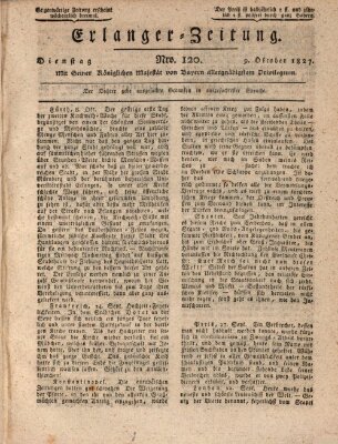 Erlanger Zeitung (Erlanger Real-Zeitung) Dienstag 9. Oktober 1827