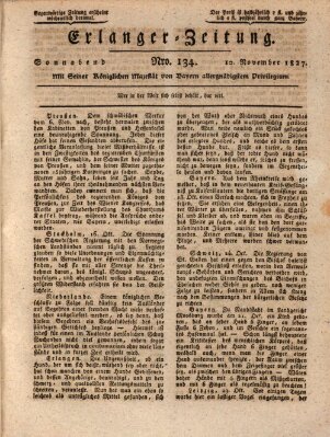 Erlanger Zeitung (Erlanger Real-Zeitung) Samstag 10. November 1827