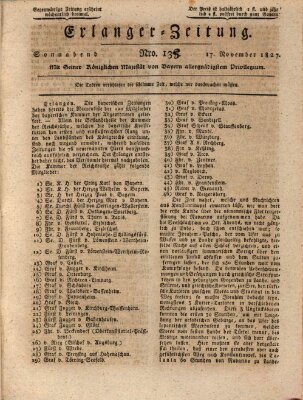 Erlanger Zeitung (Erlanger Real-Zeitung) Samstag 17. November 1827