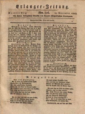 Erlanger Zeitung (Erlanger Real-Zeitung) Donnerstag 25. September 1828