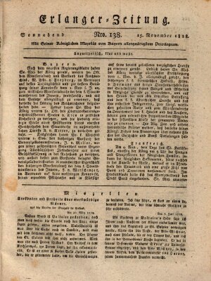 Erlanger Zeitung (Erlanger Real-Zeitung) Samstag 15. November 1828