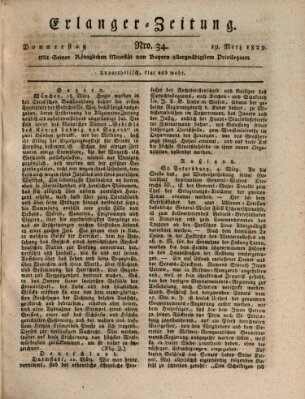 Erlanger Zeitung (Erlanger Real-Zeitung) Donnerstag 19. März 1829