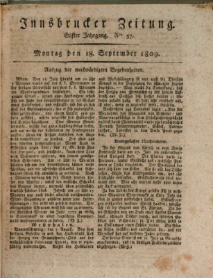Innsbrucker Zeitung Montag 18. September 1809