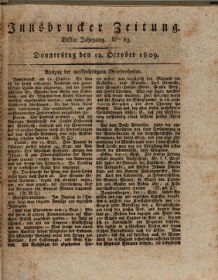Innsbrucker Zeitung Donnerstag 12. Oktober 1809