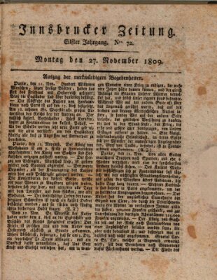 Innsbrucker Zeitung Montag 27. November 1809