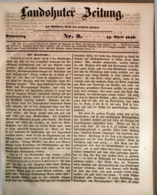 Landshuter Zeitung Donnerstag 12. April 1849