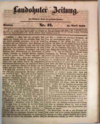 Landshuter Zeitung Sonntag 15. April 1849