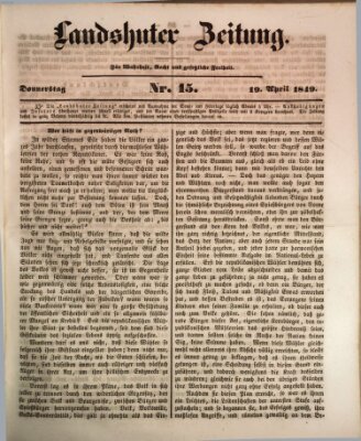 Landshuter Zeitung Donnerstag 19. April 1849