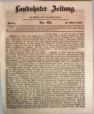 Landshuter Zeitung Freitag 27. April 1849
