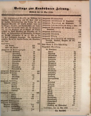 Landshuter Zeitung Mittwoch 16. Mai 1849