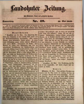 Landshuter Zeitung Donnerstag 31. Mai 1849