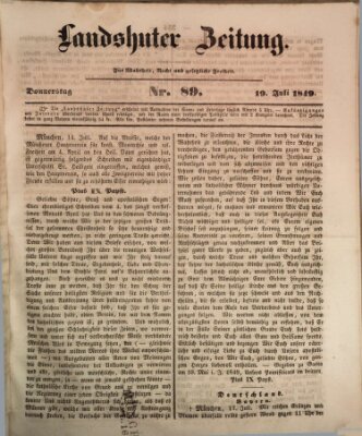 Landshuter Zeitung Donnerstag 19. Juli 1849