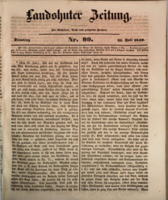 Landshuter Zeitung Dienstag 31. Juli 1849