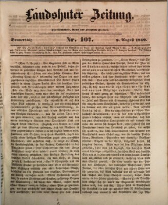 Landshuter Zeitung Donnerstag 9. August 1849