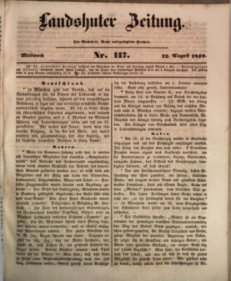 Landshuter Zeitung Mittwoch 22. August 1849