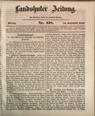 Landshuter Zeitung Freitag 14. September 1849