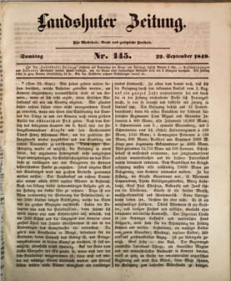 Landshuter Zeitung Samstag 22. September 1849