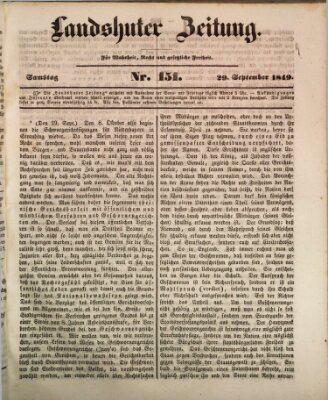 Landshuter Zeitung Samstag 29. September 1849