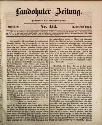 Landshuter Zeitung Mittwoch 3. Oktober 1849