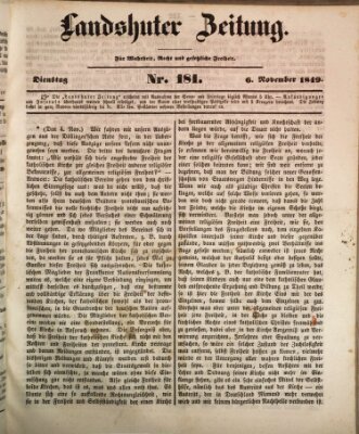 Landshuter Zeitung Dienstag 6. November 1849