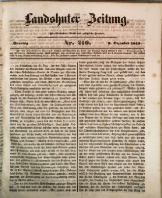 Landshuter Zeitung Sonntag 9. Dezember 1849