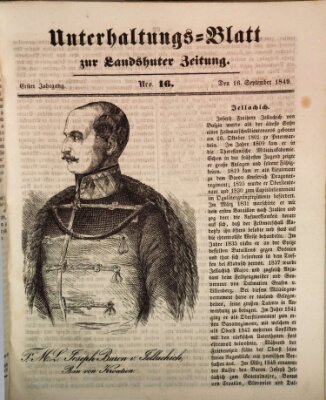 Landshuter Zeitung Sonntag 16. September 1849